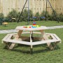 Mesa de picnic hexagonal 6 niños agujero sombrilla madera abeto de , Mesas de jardín - Ref: Foro24-4008993, Precio: 175,44 €,...