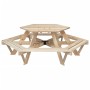 Hexagonal picnic table for 6 children with umbrella hole, made of fir wood. by , Garden tables - Ref: Foro24-4008993, Price: ...