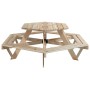 Hexagonal picnic table for 6 children with umbrella hole, made of fir wood. by , Garden tables - Ref: Foro24-4008993, Price: ...