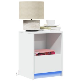 Bedside table with white engineered wood and LED lights by , Nightstands - Ref: Foro24-852019, Price: 50,99 €, Discount: %