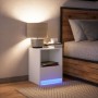 Bedside table with white engineered wood and LED lights by , Nightstands - Ref: Foro24-852019, Price: 49,20 €, Discount: %