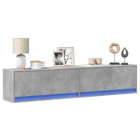 Wall-mounted TV unit with LED in concrete gray, 180x31x38 cm. by , TV Furniture - Ref: Foro24-3307950, Price: 164,99 €, Disco...