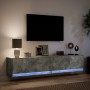 Wall-mounted TV unit with LED in concrete gray, 180x31x38 cm. by , TV Furniture - Ref: Foro24-3307950, Price: 164,06 €, Disco...