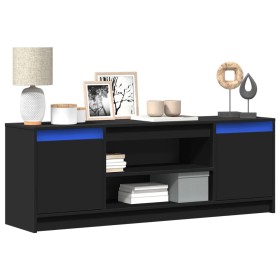 TV stand with LED lights, engineered wood, black, 139.5x34x50 cm by , TV Furniture - Ref: Foro24-852195, Price: 102,29 €, Dis...