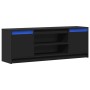 TV stand with LED lights, engineered wood, black, 139.5x34x50 cm by , TV Furniture - Ref: Foro24-852195, Price: 114,82 €, Dis...