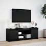 TV stand with LED lights, engineered wood, black, 139.5x34x50 cm by , TV Furniture - Ref: Foro24-852195, Price: 114,82 €, Dis...