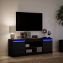 TV stand with LED lights, engineered wood, black, 139.5x34x50 cm by , TV Furniture - Ref: Foro24-852195, Price: 114,82 €, Dis...