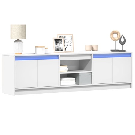 TV stand with LED lights, engineered wood, white, 180x34x50 cm by , TV Furniture - Ref: Foro24-3307912, Price: 152,75 €, Disc...