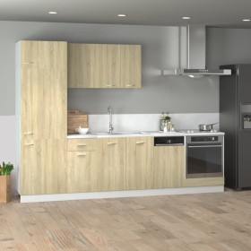 7-piece engineered oak Sonoma kitchen furniture set by , Kitchen cabinets - Ref: Foro24-3307654, Price: 494,56 €, Discount: %