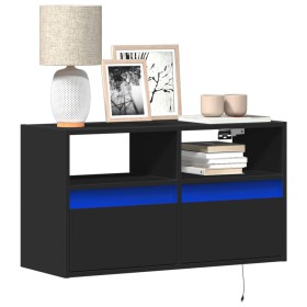 Wall-mounted TV stand with LED lights black 80x31x45 cm by , TV Furniture - Ref: Foro24-852328, Price: 74,85 €, Discount: %