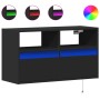 Wall-mounted TV stand with LED lights black 80x31x45 cm by , TV Furniture - Ref: Foro24-852328, Price: 74,74 €, Discount: %