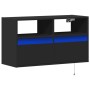 Wall-mounted TV stand with LED lights black 80x31x45 cm by , TV Furniture - Ref: Foro24-852328, Price: 74,74 €, Discount: %