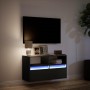 Wall-mounted TV stand with LED lights black 80x31x45 cm by , TV Furniture - Ref: Foro24-852328, Price: 74,74 €, Discount: %