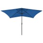 Umbrella with LED and azure blue steel pole 2x3 m by vidaXL, Umbrellas - Ref: Foro24-313793, Price: 67,02 €, Discount: %