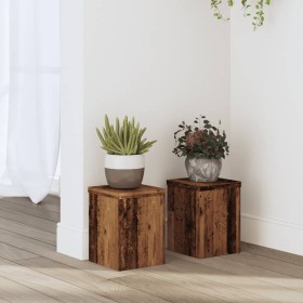 Plant stands 2 units aged oak wood 15x15x20 cm by , Pot stands - Ref: Foro24-852895, Price: 26,99 €, Discount: %