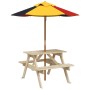 Picnic table for 4 children with umbrella hole made of fir wood. by , Garden tables - Ref: Foro24-3281613, Price: 85,61 €, Di...