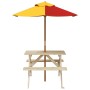 Picnic table for 4 children with umbrella hole made of fir wood. by , Garden tables - Ref: Foro24-3281613, Price: 85,61 €, Di...