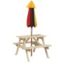 Mesa de picnic para 4 niños agujero para sombrilla madera abeto de , Mesas de jardín - Ref: Foro24-3281613, Precio: 85,61 €, ...