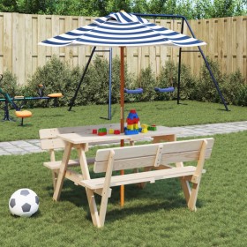 Mesa de picnic para 4 niños agujero para sombrilla madera abeto de , Mesas de jardín - Ref: Foro24-3281618, Precio: 117,99 €,...