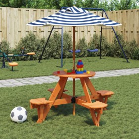 Mesa de picnic para 4 niños agujero para sombrilla madera abeto de , Mesas de jardín - Ref: Foro24-3281624, Precio: 116,99 €,...