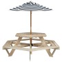 Hexagonal picnic table for 6 children with umbrella hole, made of fir wood. by , Garden tables - Ref: Foro24-3281626, Price: ...