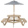 Hexagonal picnic table for 6 children with umbrella hole, made of fir wood. by , Garden tables - Ref: Foro24-3281626, Price: ...