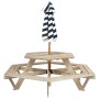 Mesa de picnic hexagonal 6 niños agujero sombrilla madera abeto de , Mesas de jardín - Ref: Foro24-3281626, Precio: 198,89 €,...