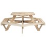 Hexagonal picnic table for 6 children with umbrella hole, made of fir wood. by , Garden tables - Ref: Foro24-3281626, Price: ...