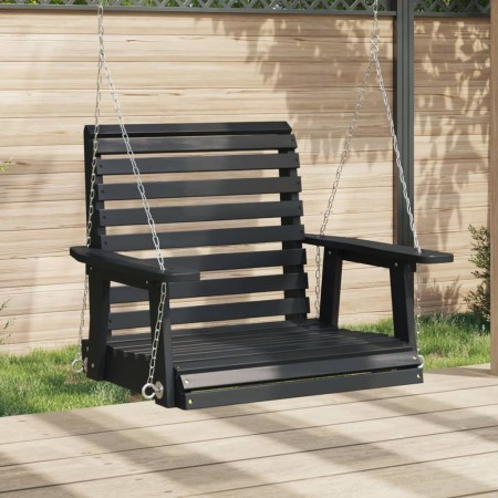 Garden swing chair with black fir wood and metal chains. by , Garden rockers - Ref: Foro24-4008980, Price: 104,82 €, Discount: %