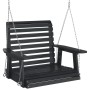 Garden swing chair with black fir wood and metal chains. by , Garden rockers - Ref: Foro24-4008980, Price: 104,82 €, Discount: %