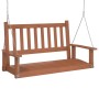 Garden swing bench with brown fir wood and metal chains. by , Garden rockers - Ref: Foro24-4008977, Price: 126,19 €, Discount: %