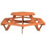 Mesa de picnic hexagonal 6 niños agujero sombrilla madera abeto de , Mesas de jardín - Ref: Foro24-4008994, Precio: 180,34 €,...