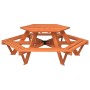 Mesa de picnic hexagonal 6 niños agujero sombrilla madera abeto de , Mesas de jardín - Ref: Foro24-4008994, Precio: 180,34 €,...