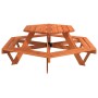 Mesa de picnic hexagonal 6 niños agujero sombrilla madera abeto de , Mesas de jardín - Ref: Foro24-4008994, Precio: 180,34 €,...