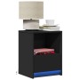 Bedside tables with LED lights 2 units black engineered wood by , Nightstands - Ref: Foro24-852022, Price: 86,39 €, Discount: %