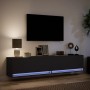 Wall-mounted TV stand with LED lights black 180x31x38 cm by , TV Furniture - Ref: Foro24-3307948, Price: 169,62 €, Discount: %