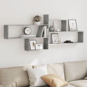 Engineered wood gray concrete wall shelf 167.5x18x68 cm by , Shelves and shelves - Ref: Foro24-853320, Price: 43,33 €, Discou...