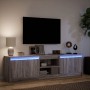 TV stand with LED in gray Sonoma engineered wood 180x34x50 cm by , TV Furniture - Ref: Foro24-3307917, Price: 152,54 €, Disco...