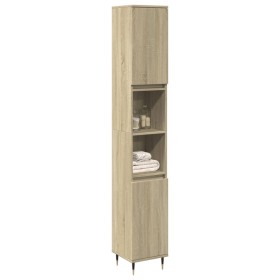 Armario de baño madera contrachapada roble Sonoma 30x30x190 cm de , Muebles de baño - Ref: Foro24-849667, Precio: 93,99 €, De...