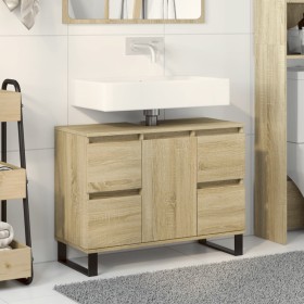 Badezimmerschrank aus Sonoma-Eichen-Ingenieurholz 80x33x60 cm von , Badezimmermöbel - Ref: Foro24-849684, Preis: 92,99 €, Rab...