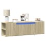 Wall-mounted TV unit with LED lights Sonoma oak 135x31x39.5 cm by , TV Furniture - Ref: Foro24-852385, Price: 93,99 €, Discou...