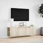 Wall-mounted TV unit with LED lights Sonoma oak 135x31x39.5 cm by , TV Furniture - Ref: Foro24-852385, Price: 92,98 €, Discou...