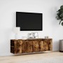 Wall-mounted TV unit with LED lights, smoked oak, 135x31x39.5 cm by , TV Furniture - Ref: Foro24-852387, Price: 92,98 €, Disc...