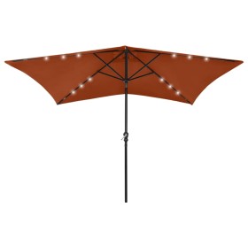 Umbrella with LED and terracotta steel pole 2x3 m by vidaXL, Umbrellas - Ref: Foro24-313791, Price: 67,99 €, Discount: %