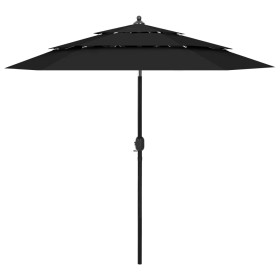 3-level black umbrella with 2.5m aluminum pole by vidaXL, Umbrellas - Ref: Foro24-313866, Price: 56,62 €, Discount: %