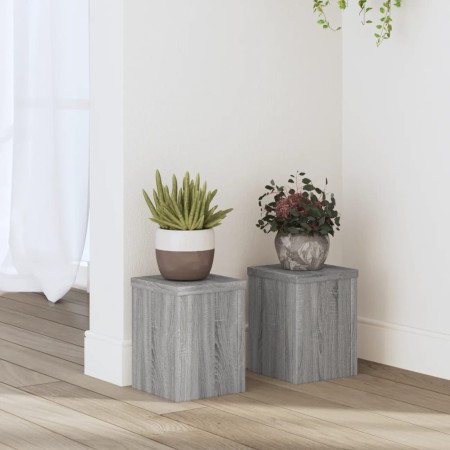 Soportes de plantas 2 uds madera gris Sonoma 15x15x20 cm de , Soportes para macetas - Ref: Foro24-852893, Precio: 27,99 €, De...