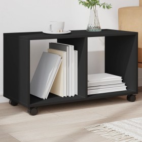 Armario con ruedas madera ingeniería negro 72x33x42,5 cm de , Mesas auxiliares - Ref: Foro24-853138, Precio: 42,99 €, Descuen...