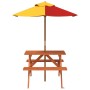 Picnic table for 4 children with umbrella hole made of fir wood. by , Garden tables - Ref: Foro24-3281615, Price: 90,50 €, Di...