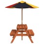 Picnic table for 4 children with umbrella hole made of fir wood. by , Garden tables - Ref: Foro24-3281615, Price: 90,50 €, Di...