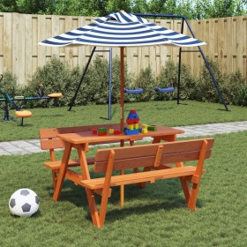 Picnic table for 4 children with umbrella hole made of fir wood. by , Garden tables - Ref: Foro24-3281620, Price: 124,99 €, D...